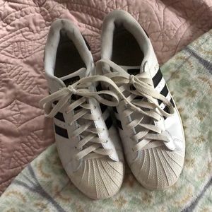 white ADIDAS superstars, size 7.5